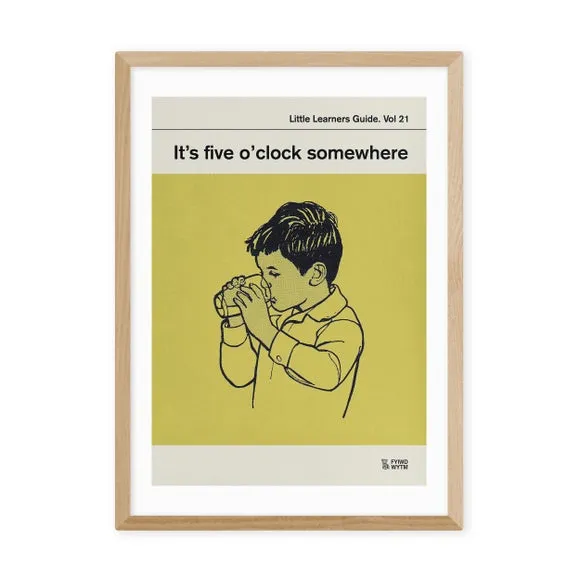 Wall Print Five O'Clock Somewhere - Yellow