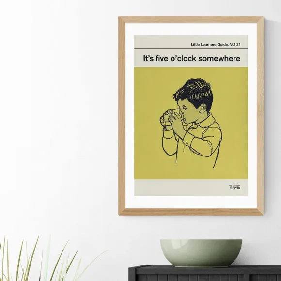 Wall Print Five O'Clock Somewhere - Yellow