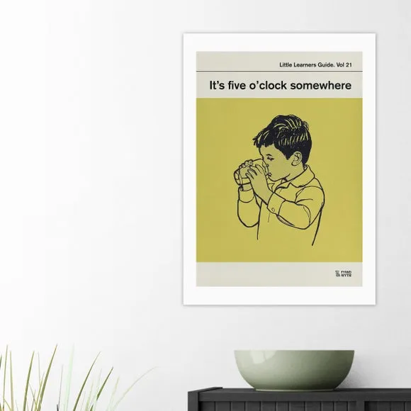 Wall Print Five O'Clock Somewhere - Yellow