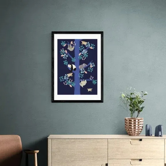 Washi Tree Wall Print - Blue, Paper