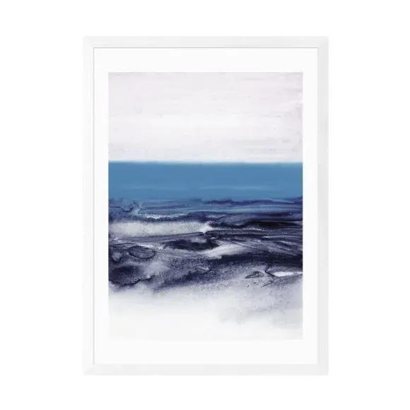Watercolor Landscape Print - Navy, Paper