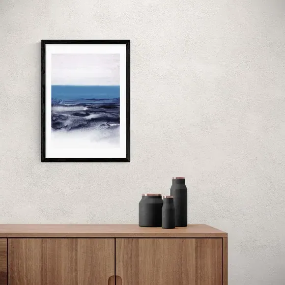 Watercolor Landscape Print - Navy, Paper