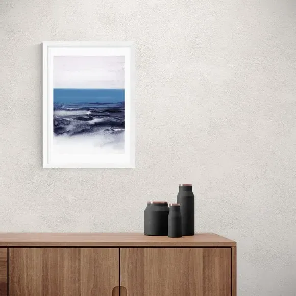Watercolor Landscape Print - Navy, Paper