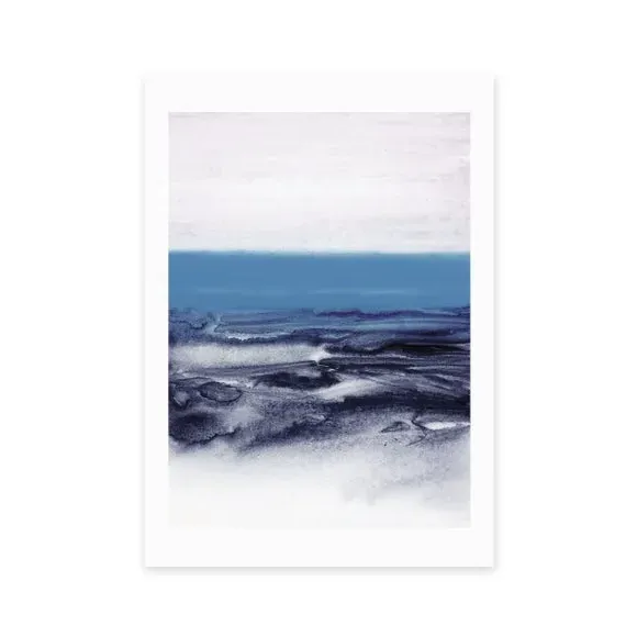 Watercolor Landscape Print - Navy, Paper image