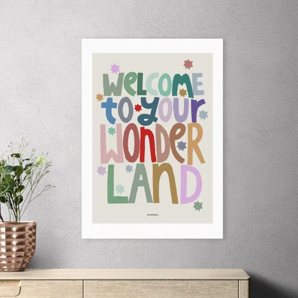 Welcome Typography Wall Print - Multicolor
