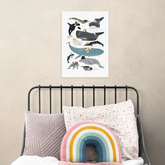 Whales In Hats Wall Print - Multicolor image