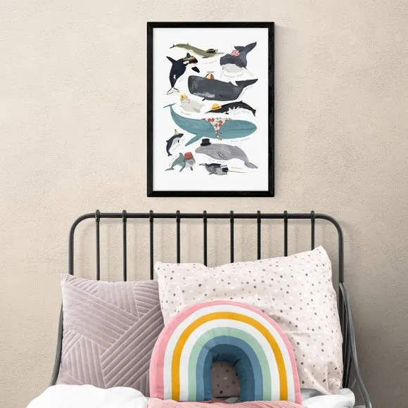 Whales In Hats Wall Print - Multicolor