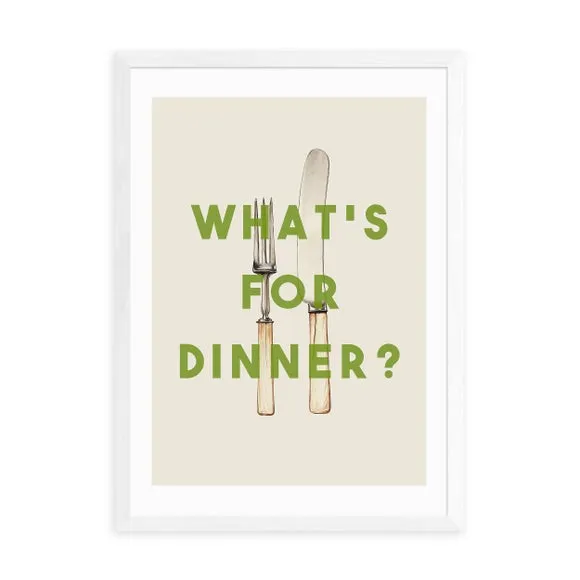 What's For Dinner Wall Print - Green, Paper