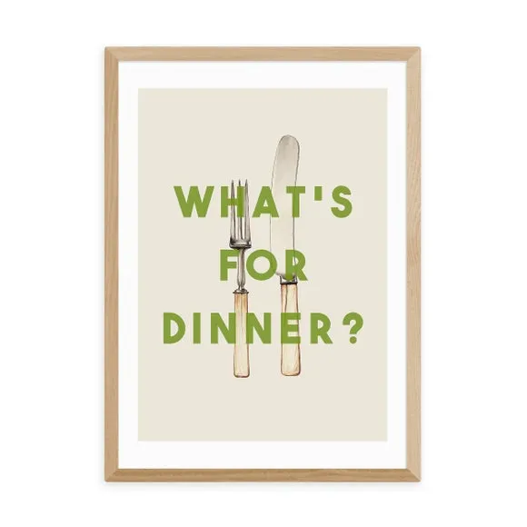 What's For Dinner Wall Print - Green, Paper