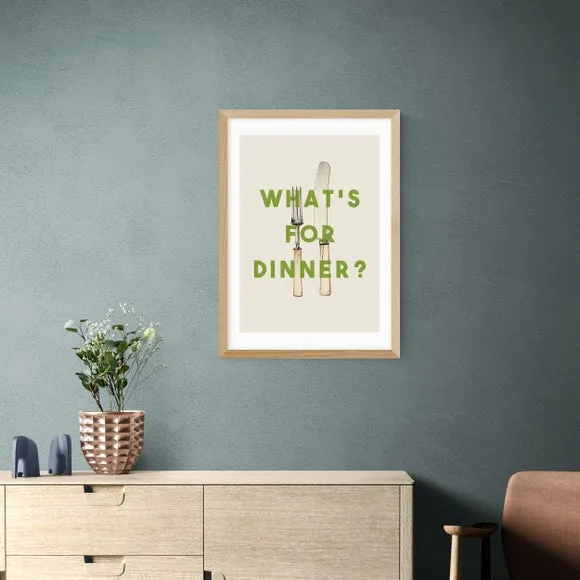 What's For Dinner Wall Print - Green, Paper