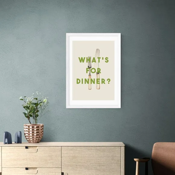 What's For Dinner Wall Print - Green, Paper