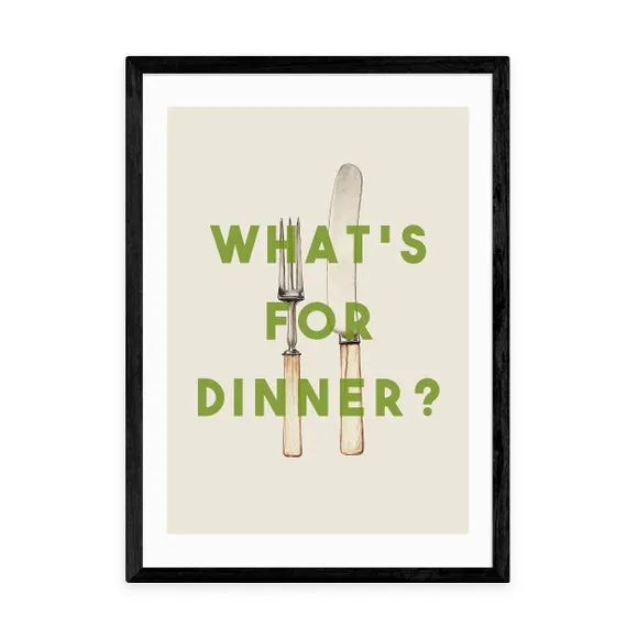 What's For Dinner Wall Print - Green, Paper