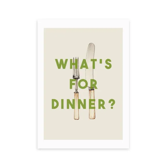 What's For Dinner Wall Print - Green, Paper