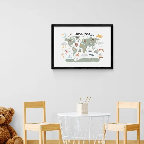 World Map Wall Print - Green