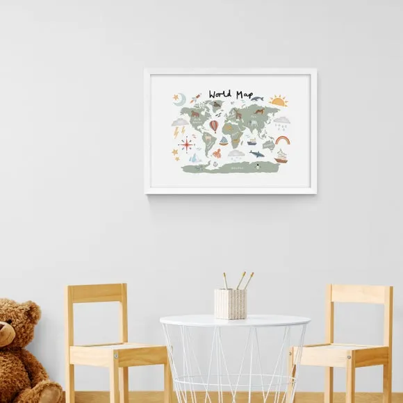World Map Wall Print - Green