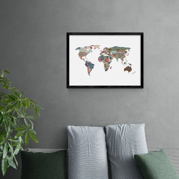 World Map Wall Print - Multicolor, Paper