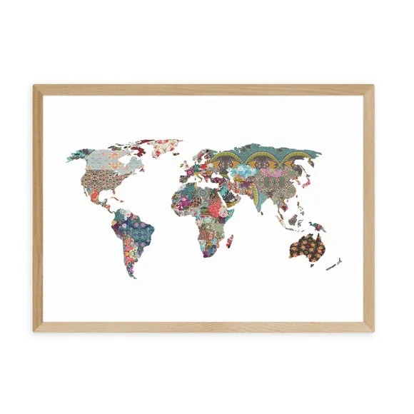 World Map Wall Print - Multicolor, Paper