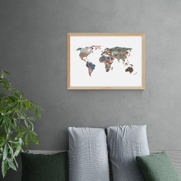 World Map Wall Print - Multicolor, Paper