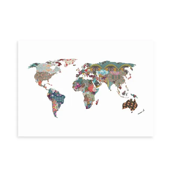 World Map Wall Print - Multicolor, Paper image