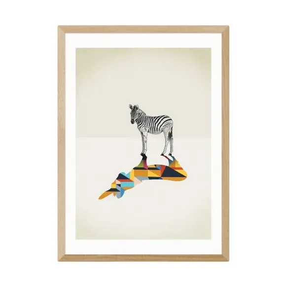 Zebra Walking Shadows Print - Multicolor