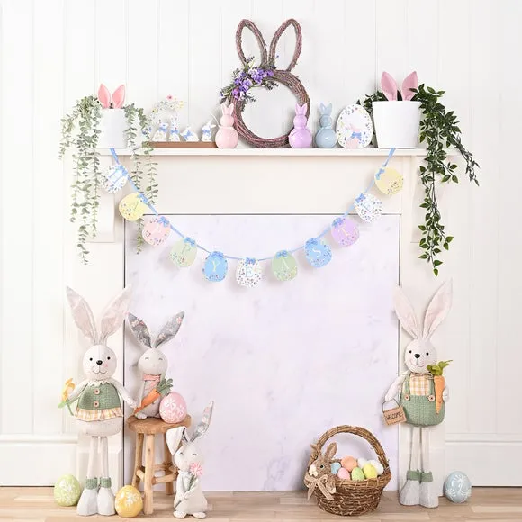 Bunny Ears Plant Pot with Flocked Design - White