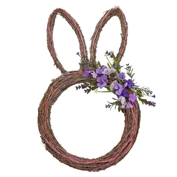 Bunny Ears Wreath - Purple, Natural Material