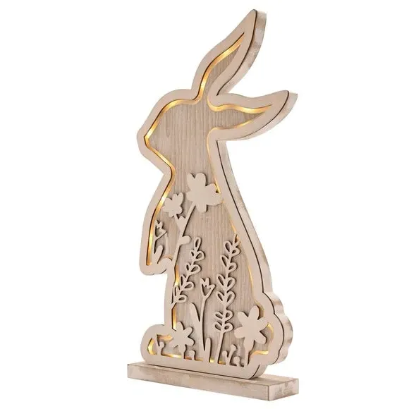 Bunny LED Light - Brown, Wood