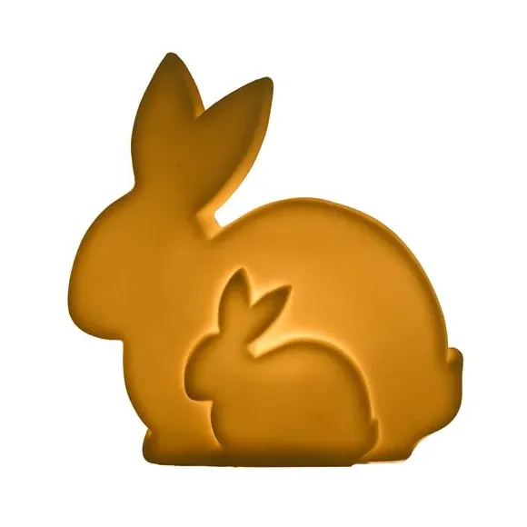 Bunny LED Light with Baby - White, Ceramic