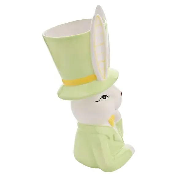 Bunny Plant Pot with Top Hat - Grey