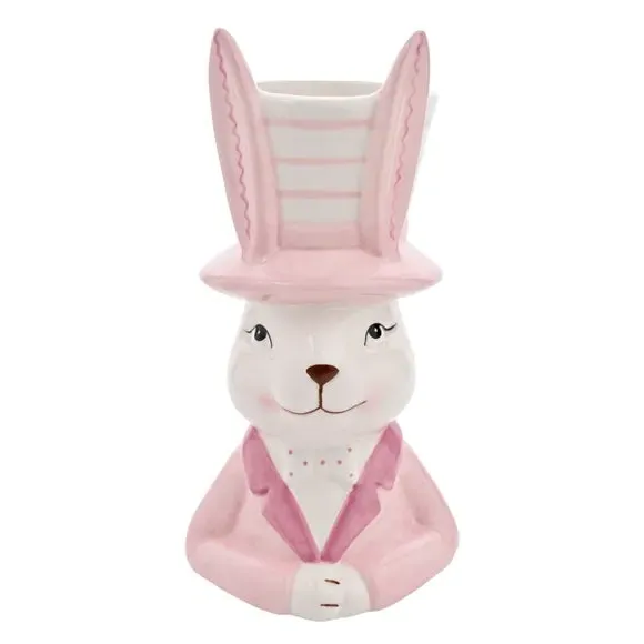 Bunny Plant Pot with Top Hat - Pink
