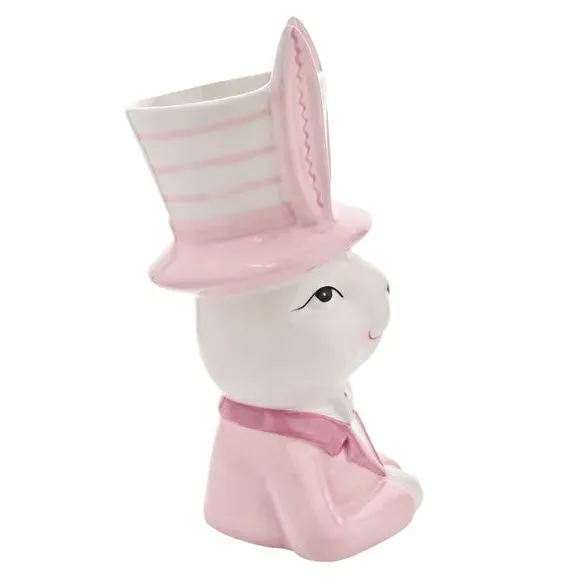 Bunny Plant Pot with Top Hat - Pink