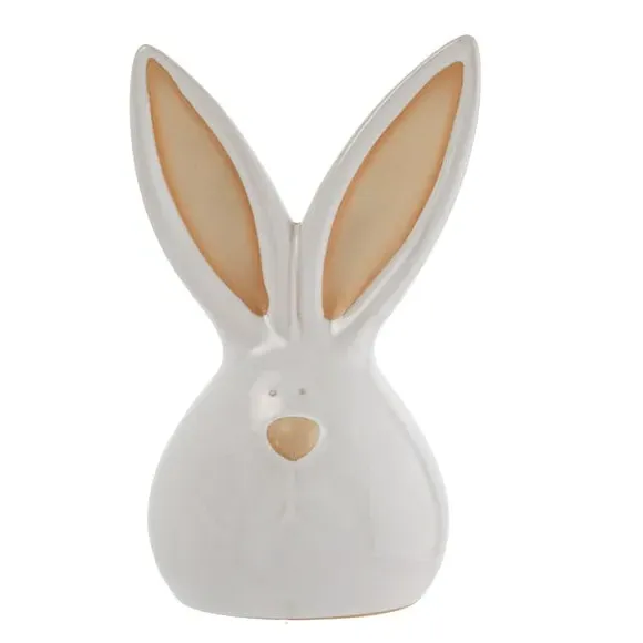 Ceramic Bunny Ornament - White, Glossy Finish