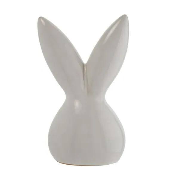 Ceramic Bunny Ornament - White, Glossy Finish