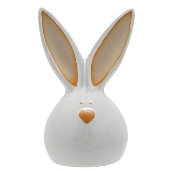 Ceramic Bunny Ornament - White, Glossy Finish
