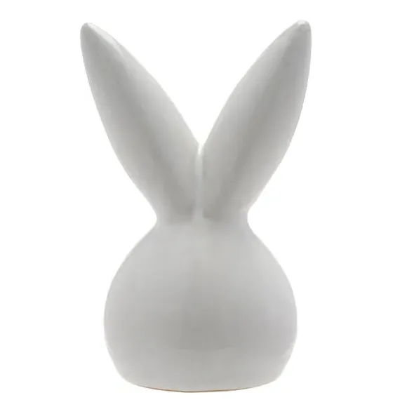 Ceramic Bunny Ornament - White, Glossy Finish