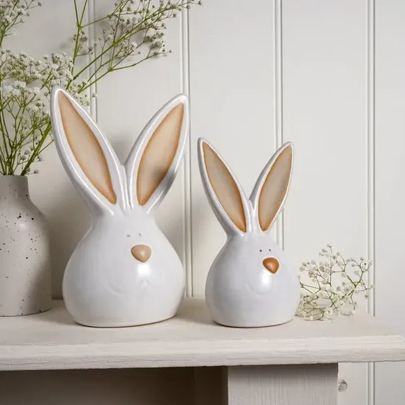 Ceramic Bunny Ornament - White, Glossy Finish image