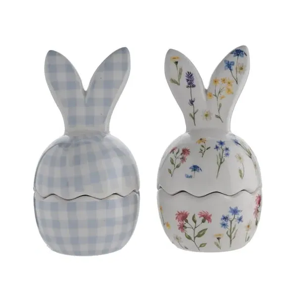 Set of 2 Bunny Ear Egg Cups - Blue, Ceramic image