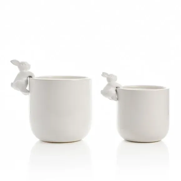 Set of 2 Bunny Plant Pots - White, Porcelain image