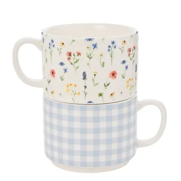 Set of 2 Stacking Mugs - Multicolor, Ceramic