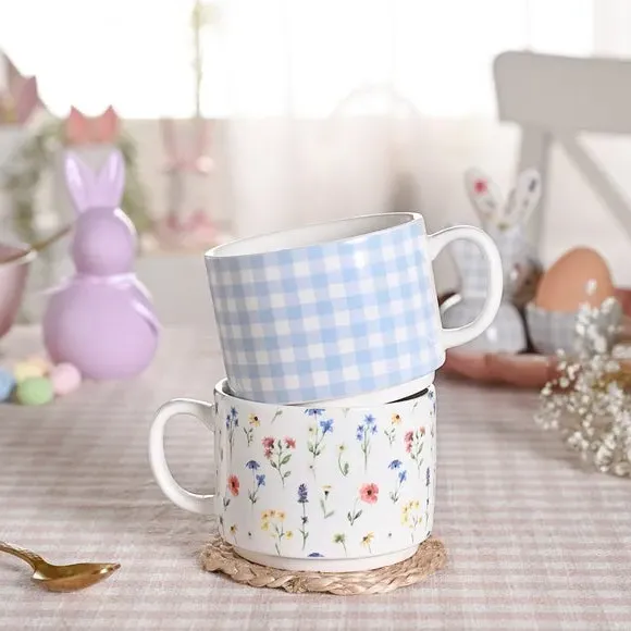 Set of 2 Stacking Mugs - Multicolor, Ceramic image