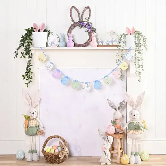 Set of 3 Bunny Ornaments - Multicolor, Ceramic