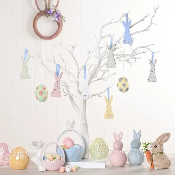 Set of 4 Egg Ornaments - Multicolor, Ceramic