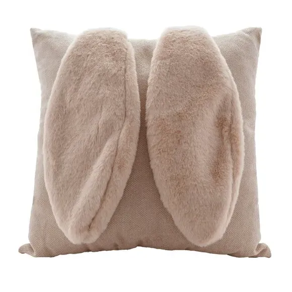 Square Cushion with Bunny Ears - Natural, Polyester image