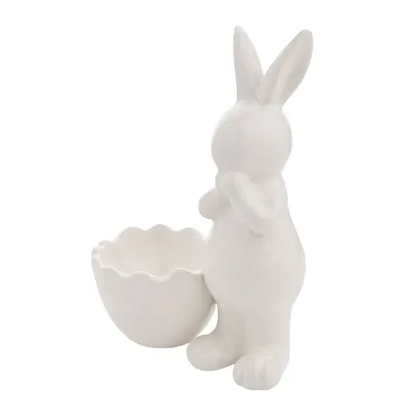 Standing Bunny Ornament with Storage - White, Porcelain