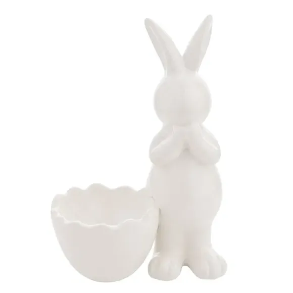 Standing Bunny Ornament with Storage - White, Porcelain image