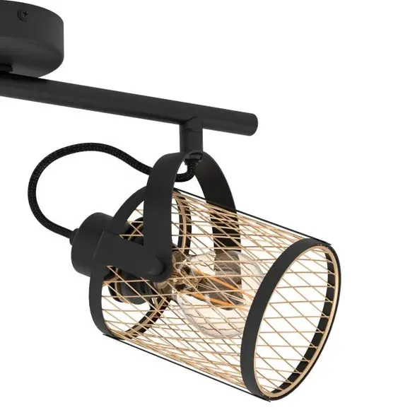 2-Light Adjustable Ceiling Spotlight - Black, Metal