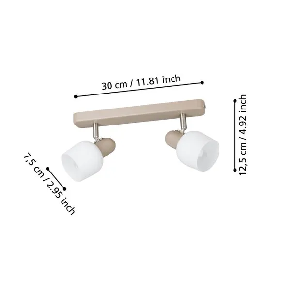 2-Light Adjustable Spotlight - Off-White, Steel