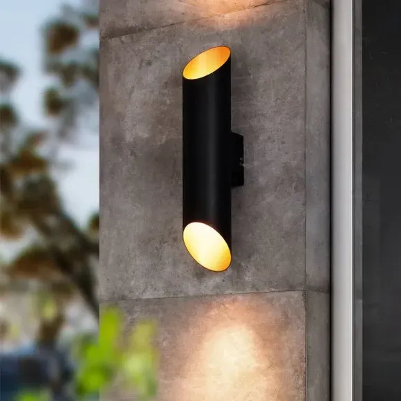 2 Light LED Outdoor Wall Light - Black, Metal image