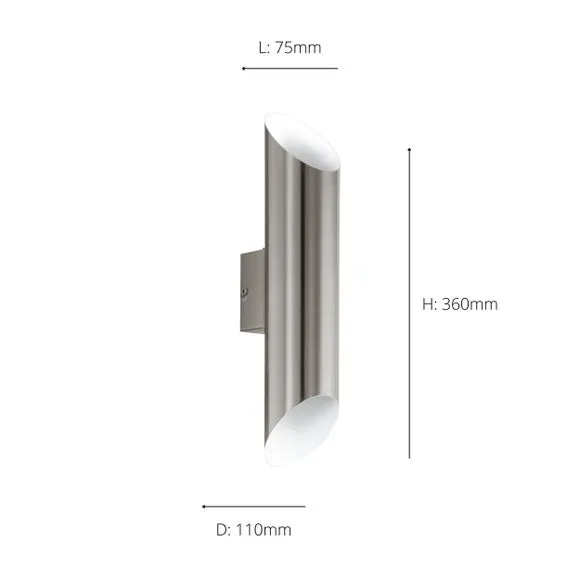 2 Light LED Outdoor Wall Light - Steel, Metal