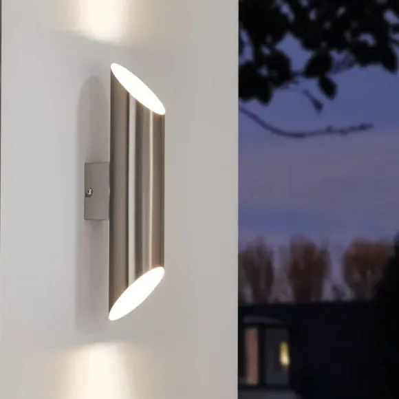 2 Light LED Outdoor Wall Light - Steel, Metal
